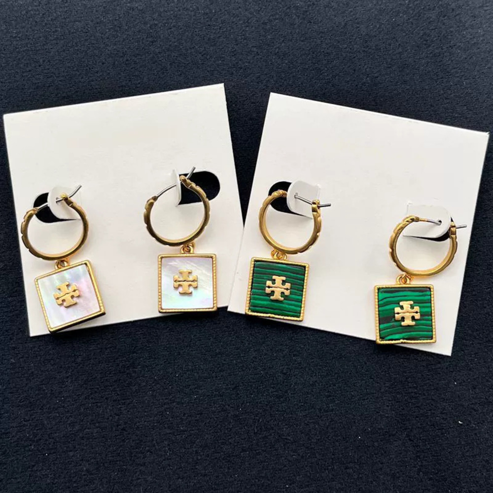 Tory Burch Natural Shell Drop Earrings Geometric Square